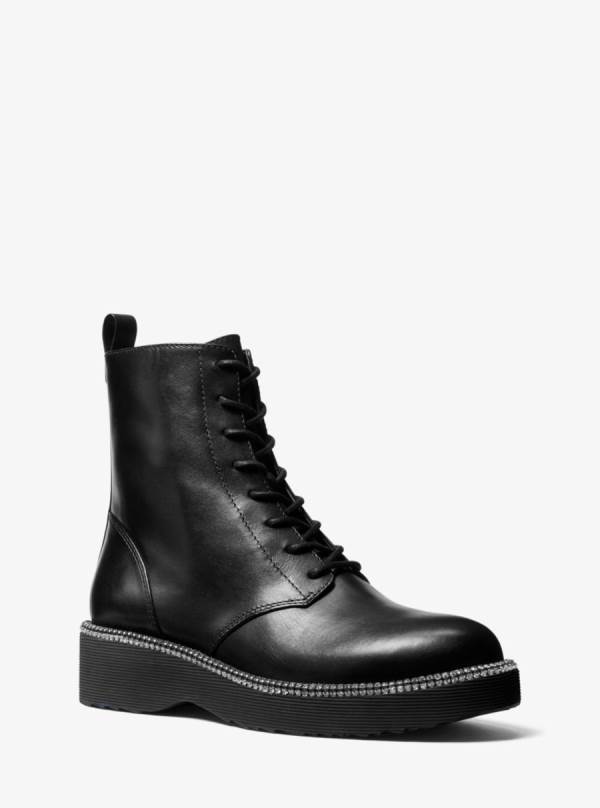 Damske Bojové topánky Michael Kors Tavie Leather Čierne - Topanky Michael Kors Nejlevnejsi | ANETI-9235
